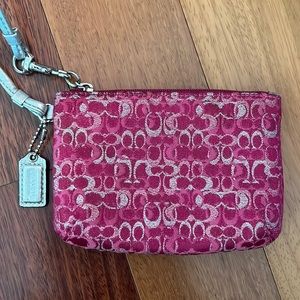 Coach Wristlet, Pink/Silver Metallic Accent